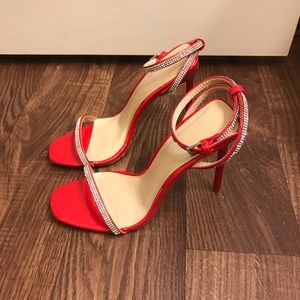 Red Sparkly High Heel Sandals Size 7